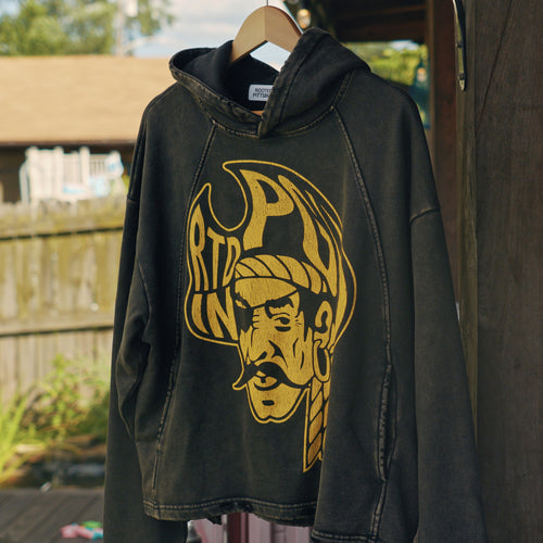 Rooted Pirate Washed Frayed-Hem Hoodie