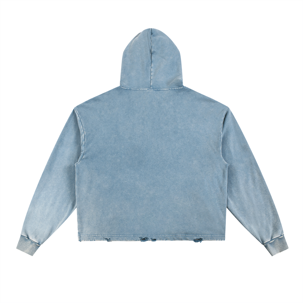 Rooted Pirate Washed Frayed-Hem Hoodie