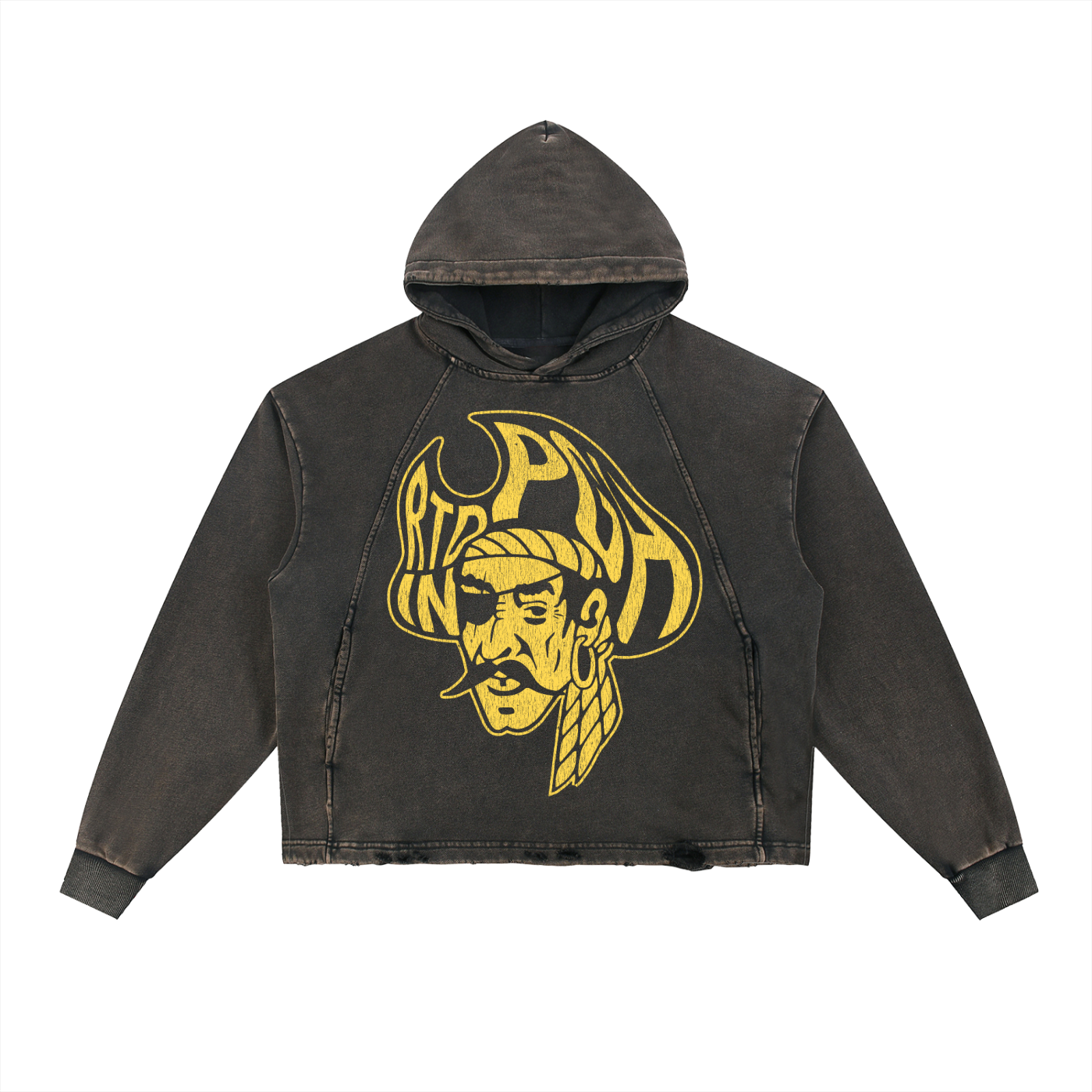 Rooted Pirate Washed Frayed-Hem Hoodie
