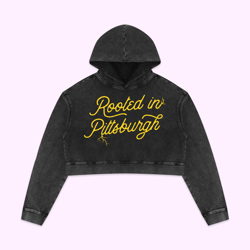 Women’s Rooted Script Logo Washed Crop Hoodie