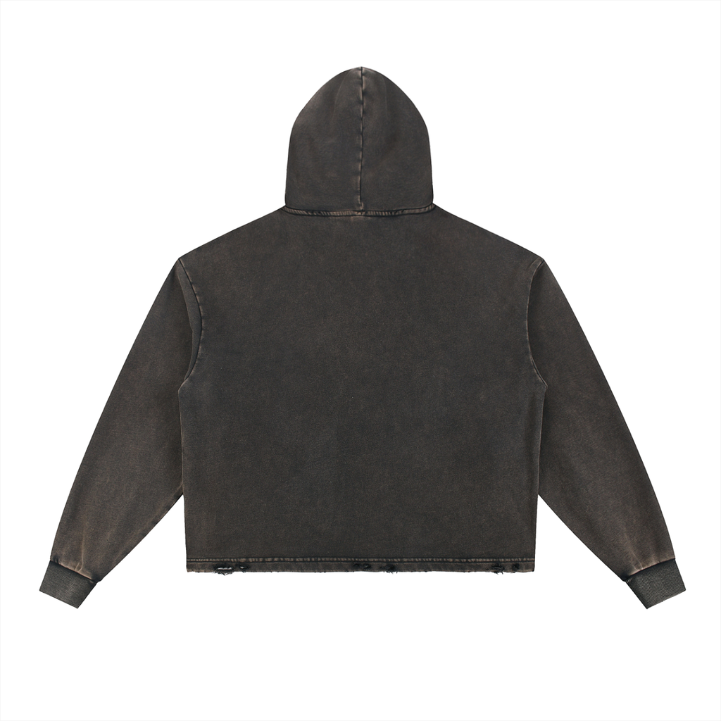 Rooted Pirate Washed Frayed-Hem Hoodie